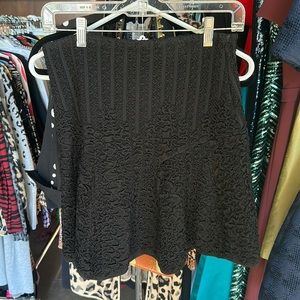 Black RVN Ribbed and Patterned/Ruched Skirt